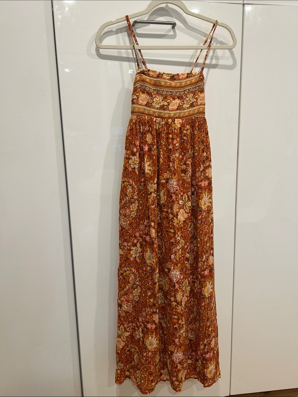 American Eagle Bohemian Floral Maxi Dress in Rust NWOT